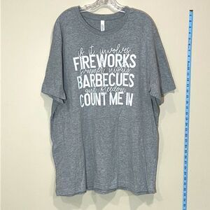 Gray Bella Canvas 4th Of July T-Shirt. Size 2XL.